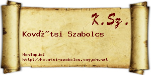 Kovátsi Szabolcs névjegykártya